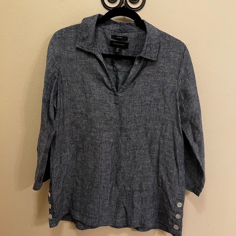 Tahari Charcoal Button-Down Shirt